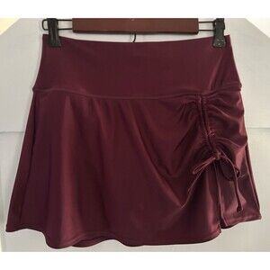 Slimming Maroon Bathing Suit Bottom Swim Skirt Skorts Side Slit Drawstring Sz M